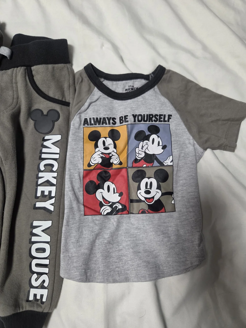 Mickey Mouse Kids 3-Piece Top & Jogger Set - Gray